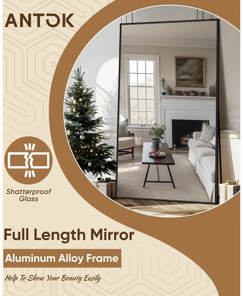 Antok Full Length Mirror 76"x34" Oversized Floor