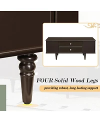 Rainsken 47.2" Modern Wooden Rectangular Coffee Table, Center Table with 4 Drawers and 2 Side Hidden Storage Compartments for Living Room