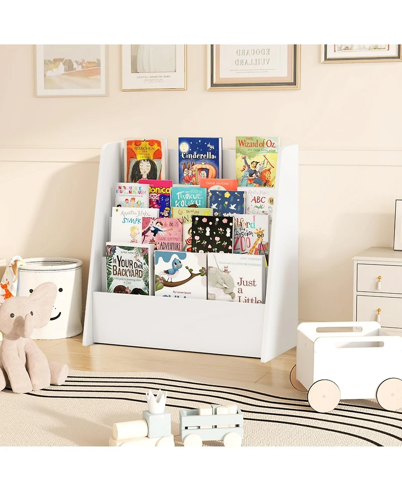 Gouun 4-Tier Kids Bookshelf with Deep Compartments for Bedroom