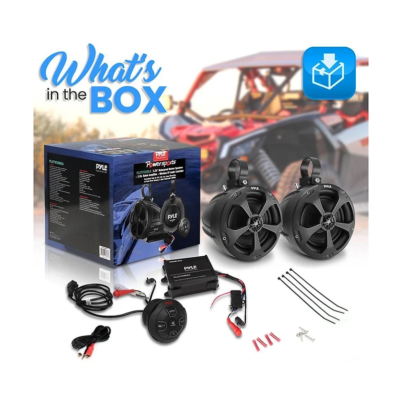 Pyle Waterproof Marine Speakers and 2-Channel Amplifier System Kit