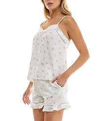 Roudelain Women's Sweetheart Neck Top and Mid-Rise Shorts, 2Pc Set