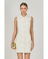 endless rose Women's Tweed Collared Mini Dress