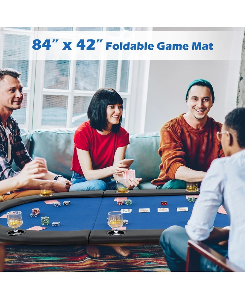 Slickblue Foldable Poker Table Top 84 x 42 Inch for 10 Players Padded
