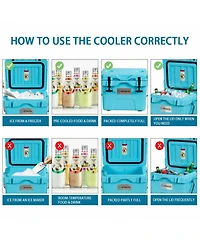 Gouun 16-Quart Portable Insulated Hard Cooler with 4-Day Ice Retention and 2 Cup Holders