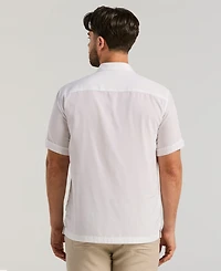 Cubavera Men's Pick Stitch Panel Short Sleeve Button-Down Shirt