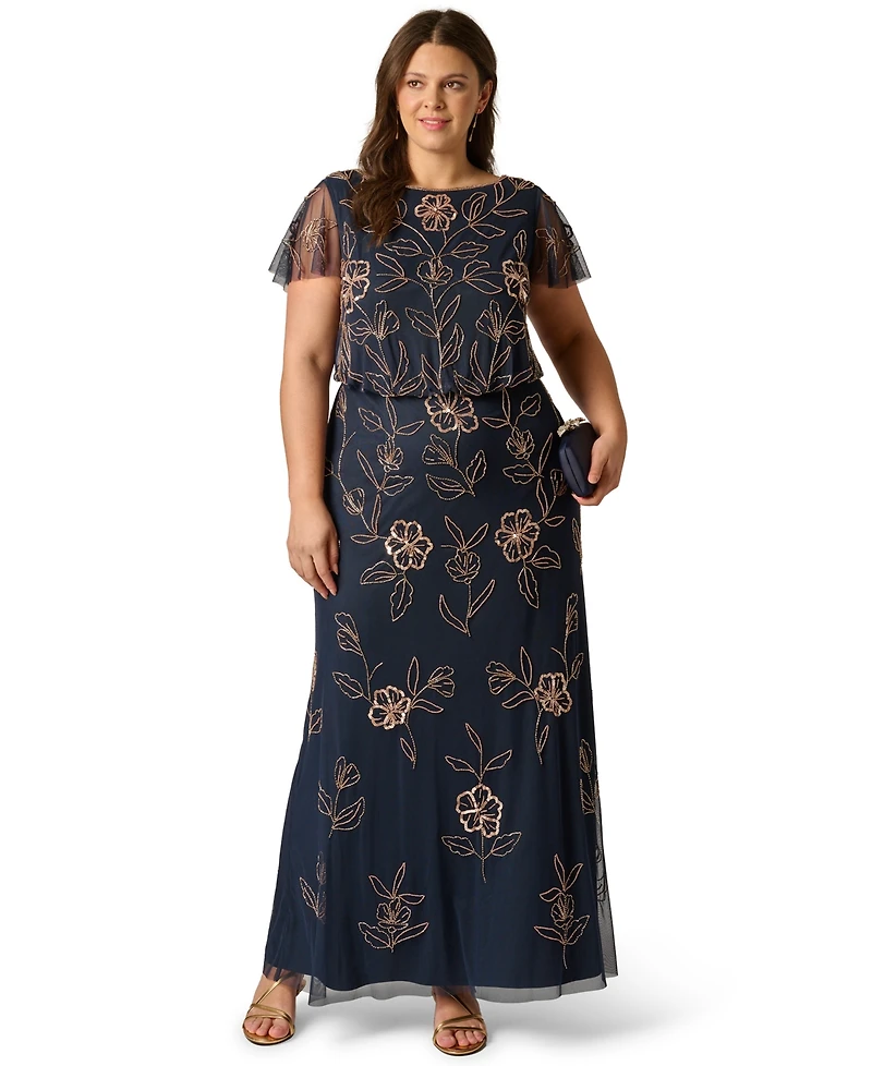 Adrianna Papell Plus Beaded Blouson Dress