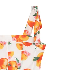 Rare Editions Girls' 7-16 Peach Print Paneled Skater Dress