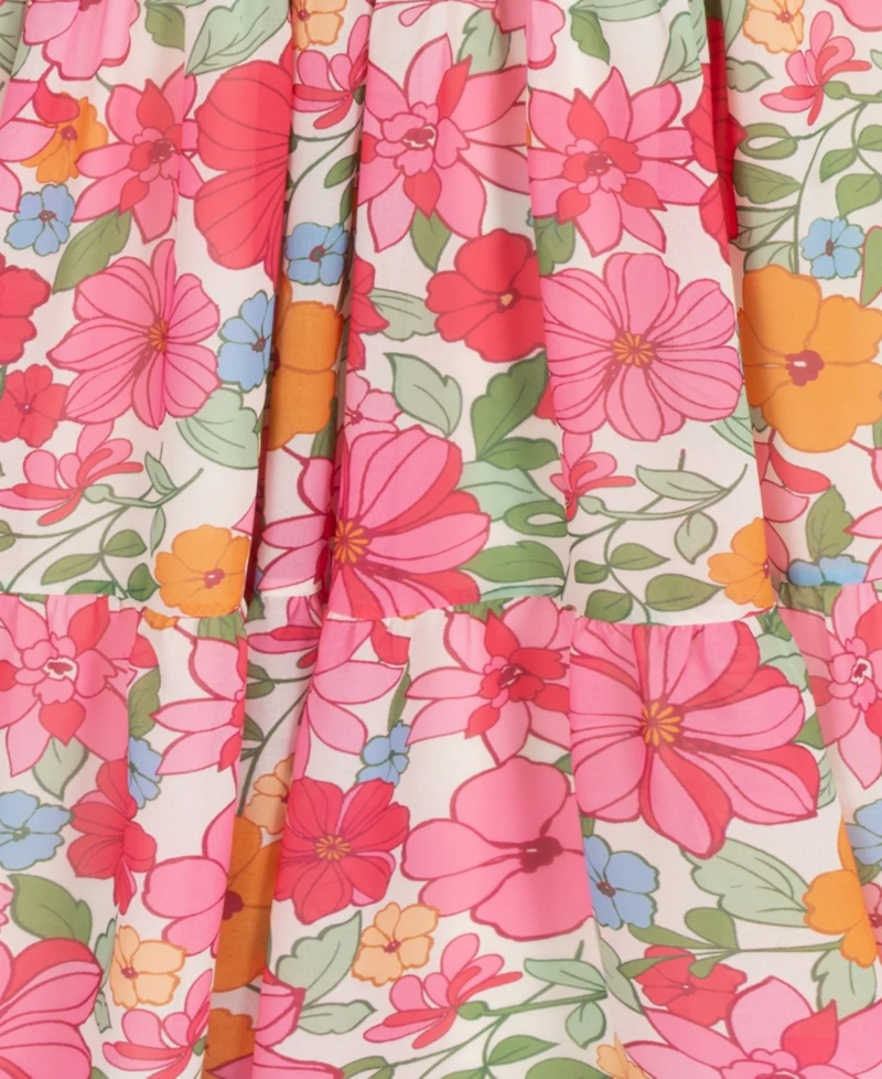 Rare Editions Girls' 7-16 Printed Georgette Smocked Crossback Bodice Dress