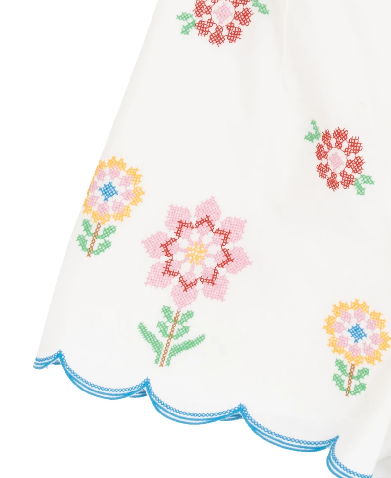 Tween Diva Girls' 7-16 Floral Embroidered Scallop Top and Shorts, 2-Piece Set
