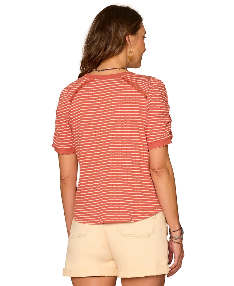 Democracy Petite Puff-Sleeve V-Neck Top