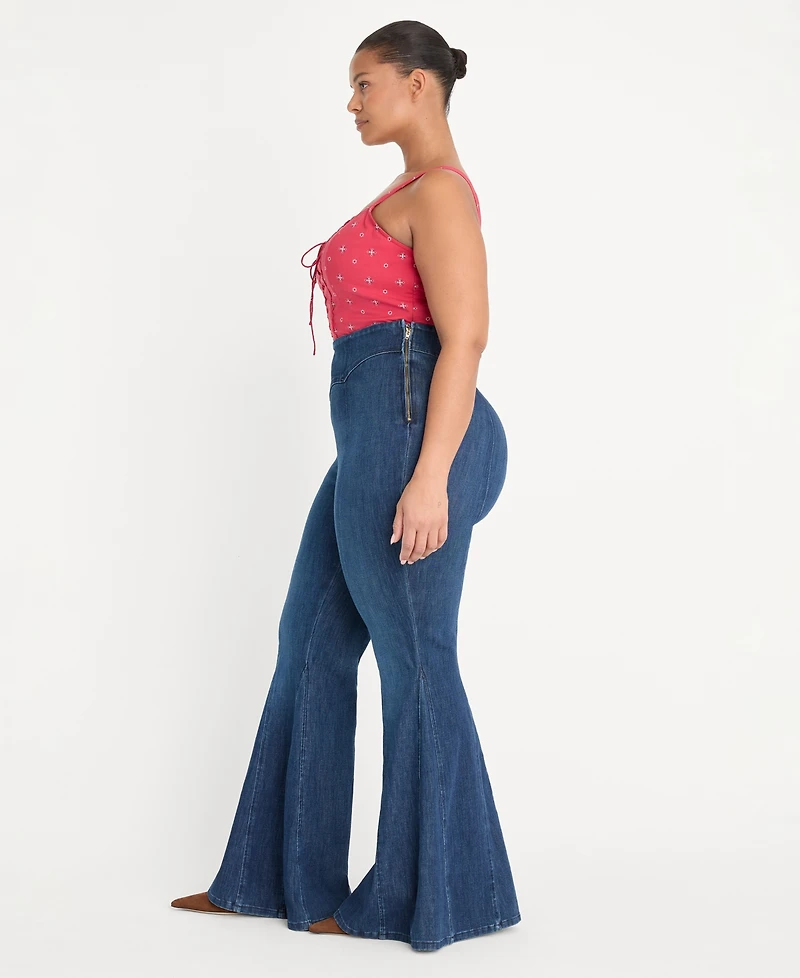 Good American Women's High-Rise Flared-Leg Jeans