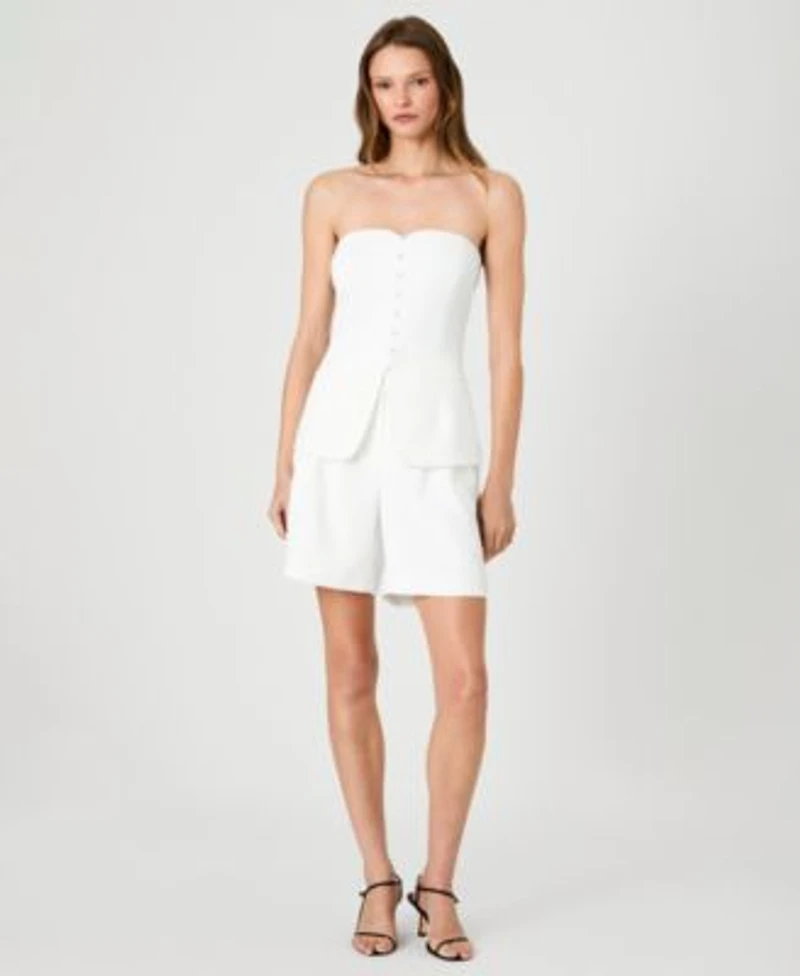 French Connection Womens Harry Suiting Strapless Top With Harry Suiting Bermuda Shorts