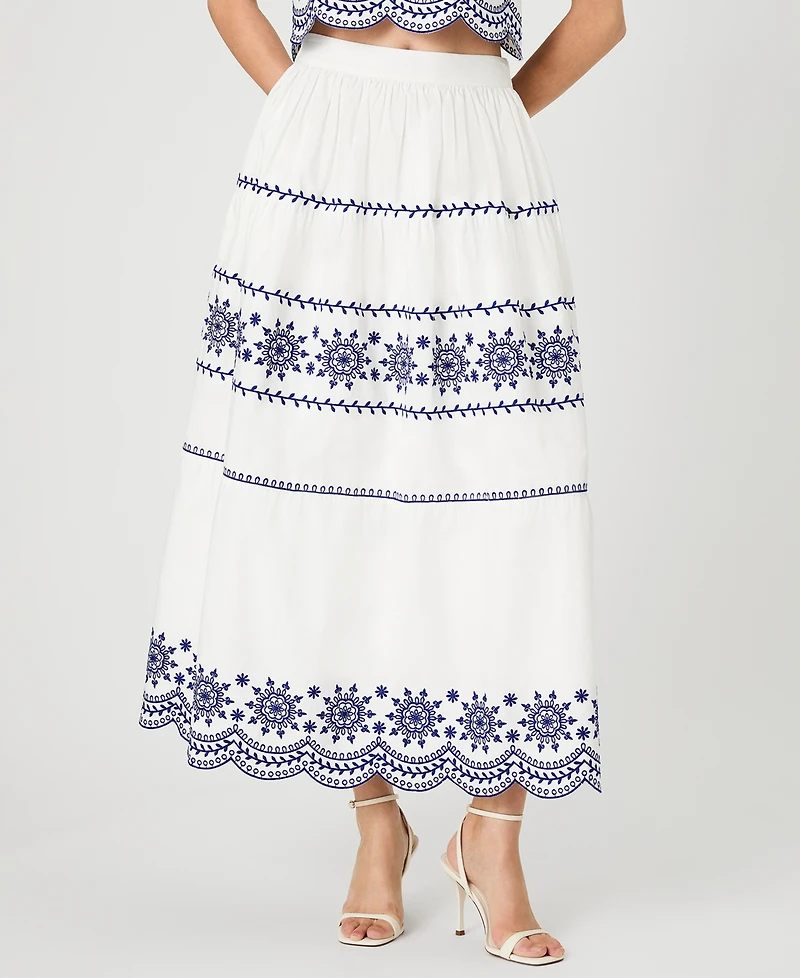 French Connection Women's Embroidered Midi Skirt