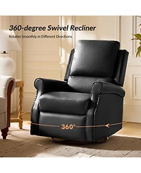 Hulala Home Philip 38" Traditional Faux Leather Swivel Rocker Manual Recliner