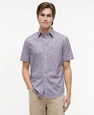 Tommy Hilfiger Men's Oxford Multi-Gingham Short-Sleeve Shirt