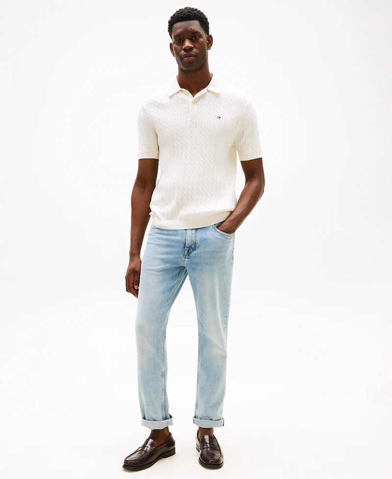 Tommy Hilfiger Men's Cable Knitted Short-Sleeve Polo Shirt