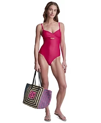 Dkny Women's Keyhole Twist Tummy Control One-Piece Swimsuit