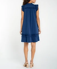 Liverpool Los Angeles Petite V-Neck Ruffled Dress