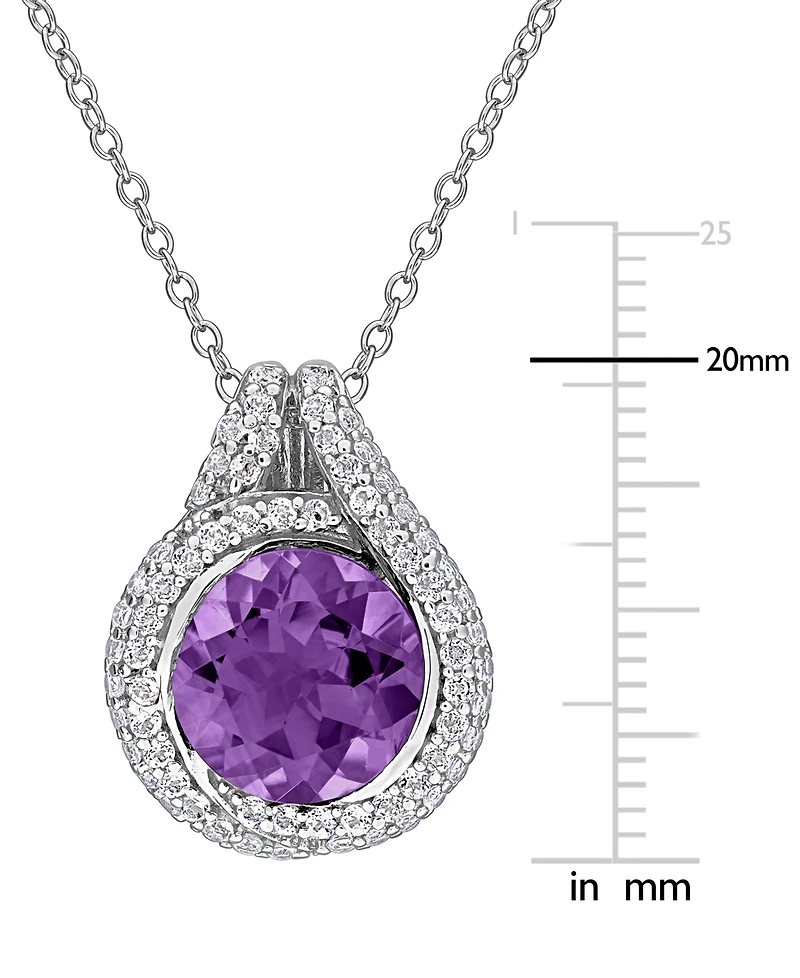 Macy's Blue Topaz (3 ct. t.w.) & White (5/8 Pendant Necklace Sterling Silver (Also Available Citrine Amethyst)