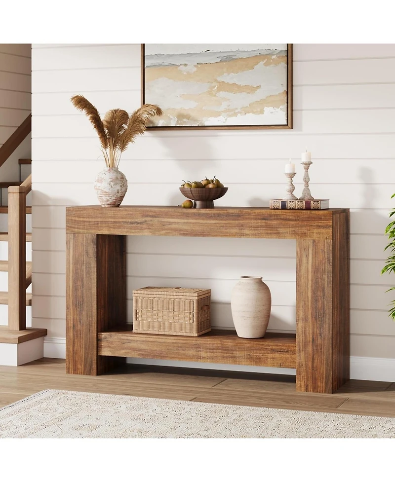 gaomon 47 in Farmhouse Console Table with 2 Tiers and Storage