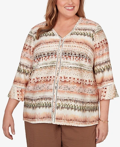 Alfred Dunner Plus Spice Market Biadere Stripe Center Seam Top
