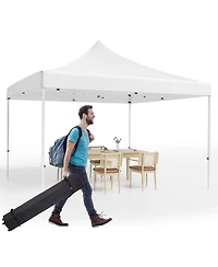 Homfan 10x10 Ft Heavy-Duty Pop-Up Canopy Tent with Roller Bag, 1-Minute Setup Upf 50+ Waterproof Outdoor Sun Shade for Beach, Market and Patio