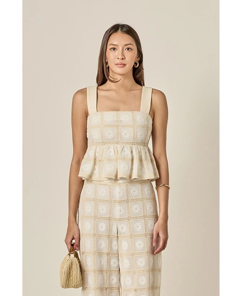 English Factory Women's The Bria Crochet Sleeveless Top