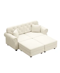 Streamdale Furniture Velvet Chesterfield Sofa w/Nailhead Trim and 2 Pillows