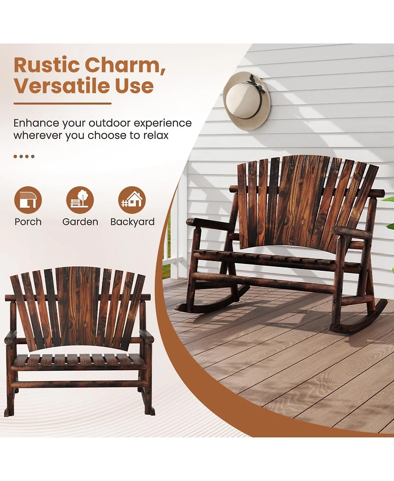 Slickblue Adirondack Rocking Chair Outdoor High Back Slatted Seat