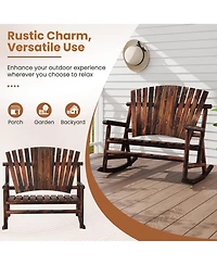 Slickblue Adirondack Rocking Chair Outdoor High Back Slatted Seat