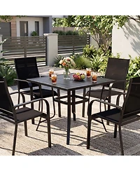Slickblue 5 Piece Outdoor Dining Set with Stackable Chairs Square Table