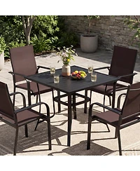 Slickblue 5 Piece Outdoor Dining Set with Stackable Chairs Square Table