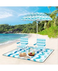 Gouun 4-Piece Beach Umbrella Set with Two Foldable Chairs Upf 50+ Canopy and Picnic Blanket