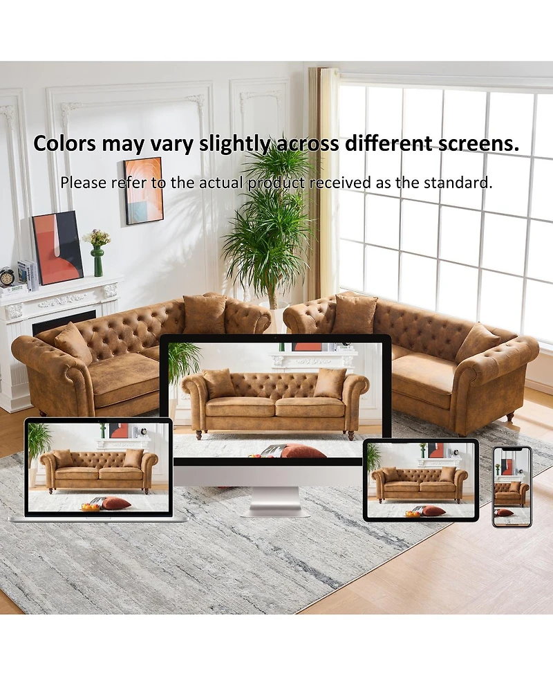 Streamdale Furniture 3+2 Chesterfield Tech Fabric Sofa Set