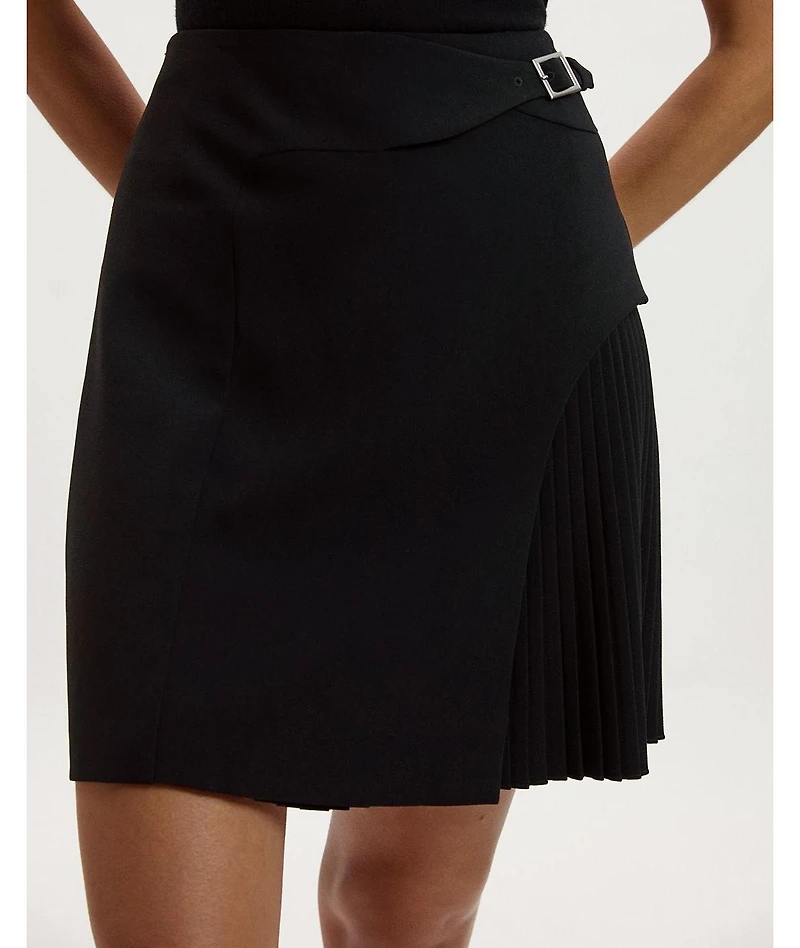 Karen Millen Women's Buckle Pleated Mini Skirt