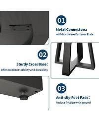 Homfan Round Dining Table for 4-6, 47" Circle Room with Wooden Cross Pedestal Base, Modern Kitchen Living Room(Table Only