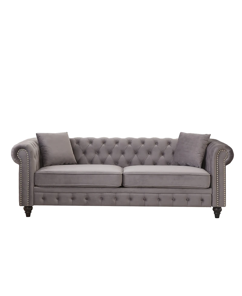 Streamdale Furniture Chesterfield Sofa with Rolled Arms and 2 Cushions
