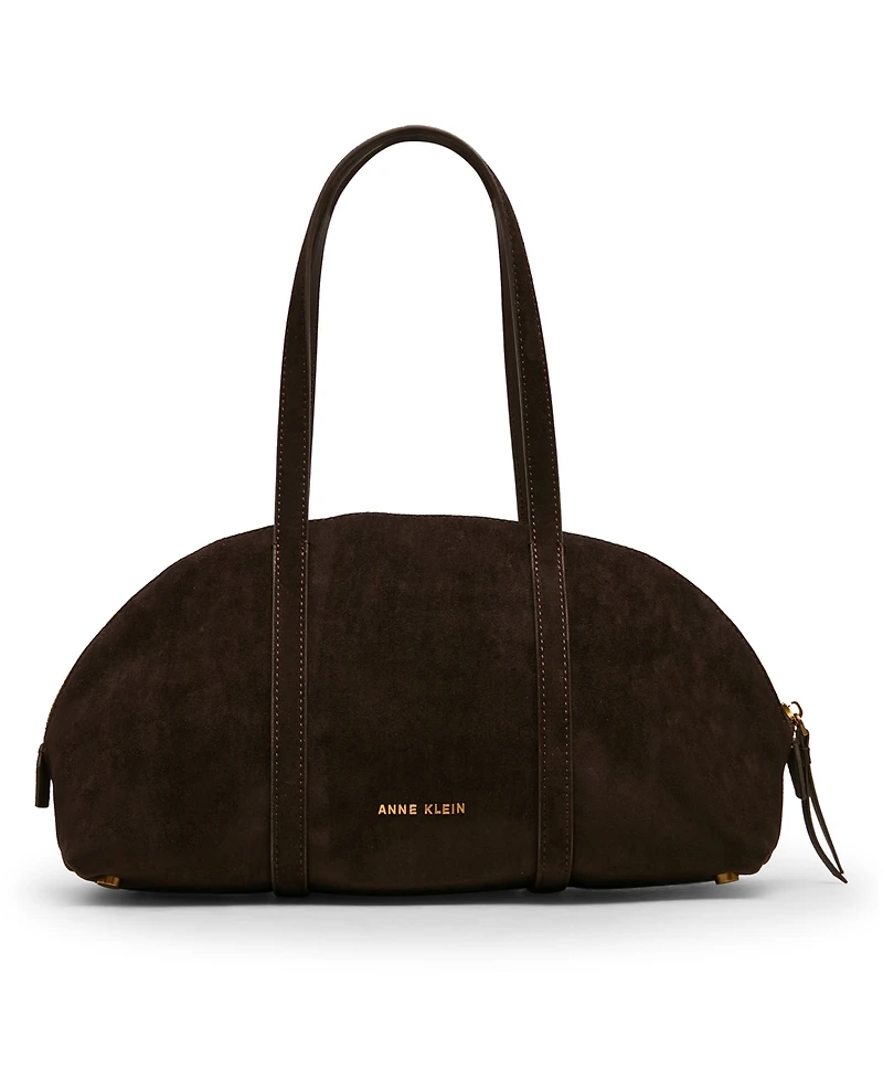 Anne Klein Faux Suede Medium Horse Bit Bowler Handbag