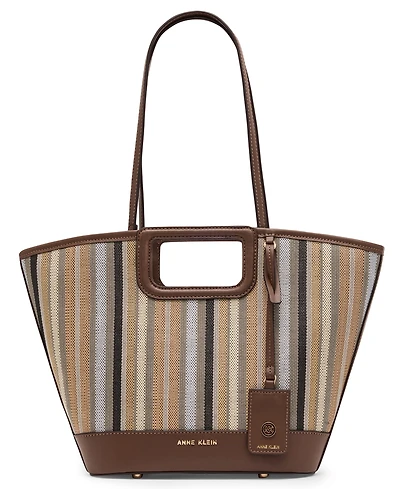 Anne Klein Stripe Cut Out Small Handle Tote Handbag