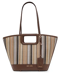 Anne Klein Stripe Cut Out Small Handle Tote Handbag