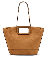 Anne Klein Textured Faux Suede Small Cut Out Handle Tote Handbag