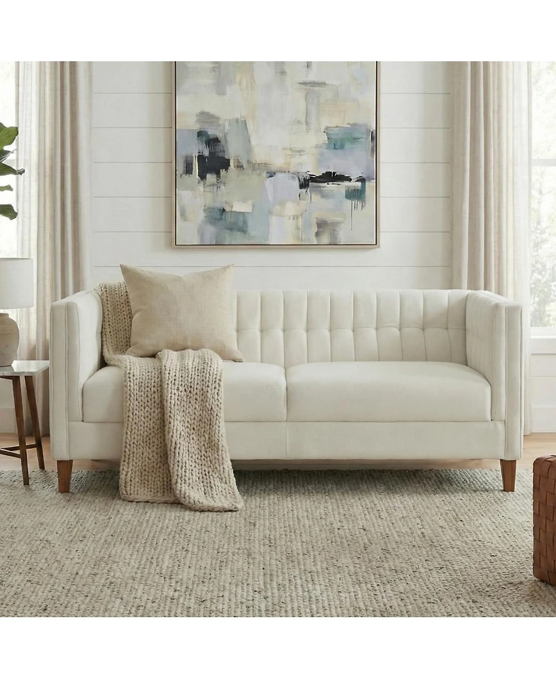 Streamdale Furniture 76" 3-Seater Sofa with Curved Armrests and Channel Tufting