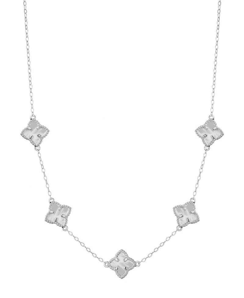 Adornia Mother of Pearl Silver 2-Piece Flower Set