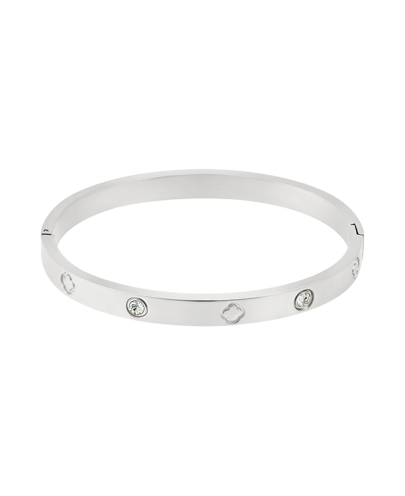 Adornia Silver2-Piece Halo Clover Necklace and Bracelet Set