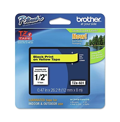 Brother P-Touch TZE631 0.47 in. x 26.2 ft. TZe Standard Adhesive Laminated Labeling Tape