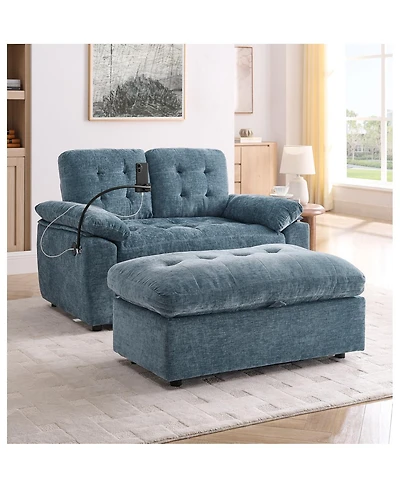 Streamdale Furniture Reclining Sofa w/Usb, Ottoman