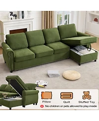 Streamdale Furniture 106.5" Modular L-Shape Sofa Bed with Charging and Storage