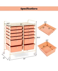 Gouun 12-Drawer Rolling Storage Cart with Lockable Wheels