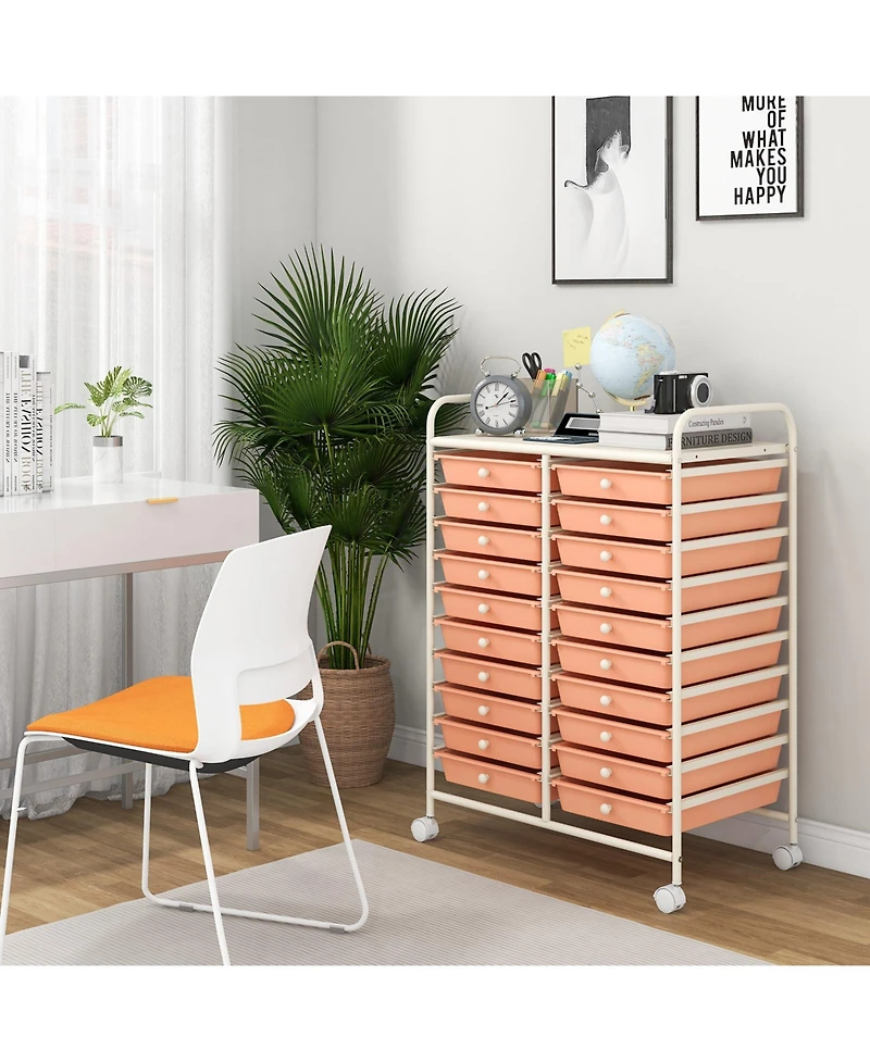 Gouun 20-Drawer Rolling Storage Cart with Removable Drawers and Locking Wheels