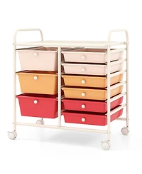 Gouun 9-Drawer Rolling Storage Cart with Metal Frame